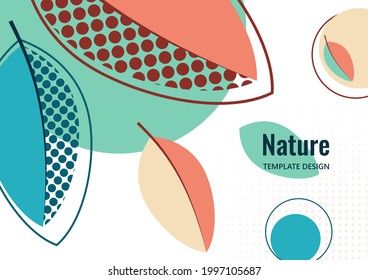 Creative leaves, dots texture on white background. Summer Sale. Trendy art for cover, poster, internet, page, social, media, announcements, greetings, postcards Vector illustration