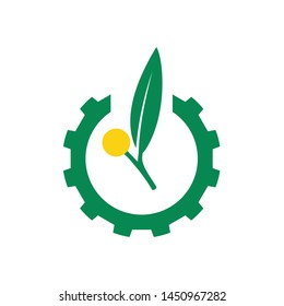 Creative leaves with gear logo icon templates for oil and gas business industry companies.