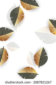 Creative leaves on a white background. Template for environmental poster, brochure, flyer. Design for seasonal sale. Vector illustration.