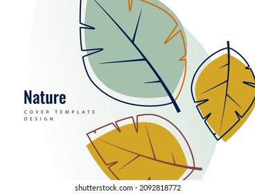 Creative leaves on a white background. Template for environmental poster, brochure, flyer. Design for seasonal sale. Vector illustration.