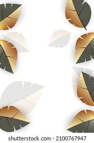 Creative leaves on a white background. Template for environmental poster, brochure, flyer. Design for seasonal sale. Vector illustration.