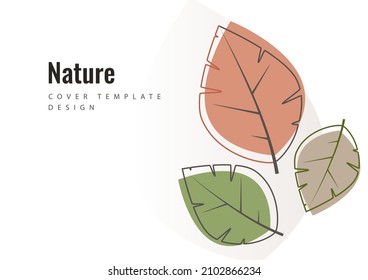 Creative leaves on a white background. Template for environmental poster, brochure, flyer. Design for seasonal sale. Vector illustration.