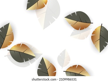Creative leaves on a white background. Template for environmental poster, brochure, flyer. Design for seasonal sale. Vector illustration.