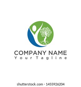 Creative leaves people logo icon template for health, medical, cosmetic and the like companies