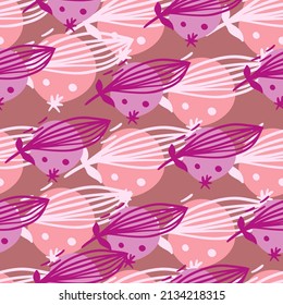 Creative leaves seamless pattern. Contemporary floral leaf wallpaper. Doodle style. Modern design for fabric, textile print, surface, wrapping, cover, greeting card. Vector illustration