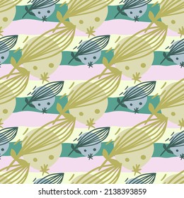 La creatividad deja un patrón impecable. Papel de paredes de hoja floral contemporánea. Estilo Doodle. Diseño moderno para tela, impresión textil, superficie, envoltura, cubierta, tarjeta de saludo. Ilustración del vector
