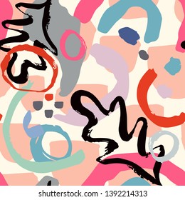 Creative leaves seamless pattern in tropical style. abstract background. Graphic design. Hand Drawn textures. Ideal for web, card, poster, cover, invitation, brochure. Vector 