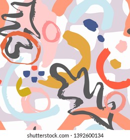 Creative leaves seamless pattern in tropical style. abstract background. Graphic design. Hand Drawn textures. Ideal for web, card, poster, cover, invitation, brochure. Vector 