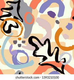 Creative leaves seamless pattern in tropical style. abstract background. Graphic design. Hand Drawn textures. Ideal for web, card, poster, cover, invitation, brochure. Vector 