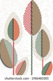 Creative leaves, texture dots on textured background. Seasonal sale, eco concept. Modern cover, poster, for web, page, social, media, ads greeting cards Vector illustration