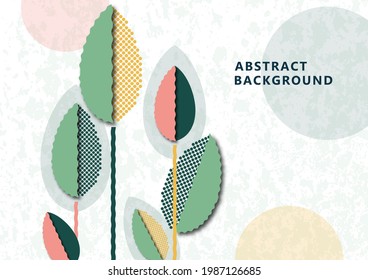Creative leaves, texture dots on textured background. Seasonal sale, eco concept. Modern cover, poster, for web, page, social, media, ads greeting cards Vector illustration