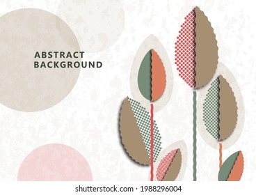 Creative leaves, texture dots on textured background. Seasonal sale, eco concept. Modern cover, poster, for web, page, social, media, ads greeting cards Vector illustration