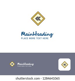 Creative Left arrow road sign board Logo Design. Flat color Logo place for Tagline. Vector Illustration