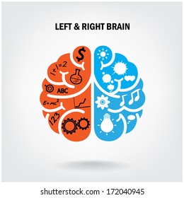 Creative left brain and right brain Idea concept background .vector illustration