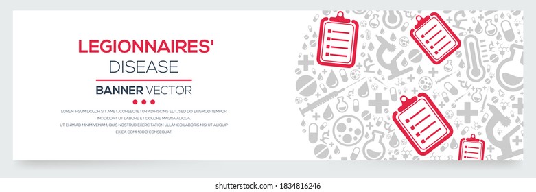 Creative (Legionnaires') disease Banner Word with Icons ,Vector illustration.	