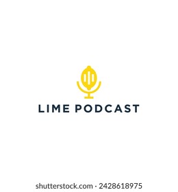 Creative Lemon Lime Podcast logo design vector template