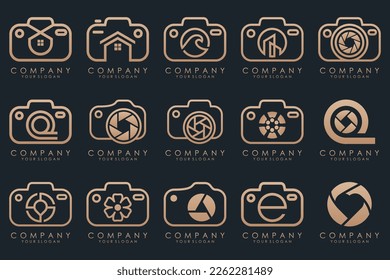 creative lens and camera logo icon set. Icons of photography, image, photo gallery and photo camera.