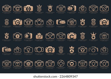 creative lens and camera logo icon set. Icons of photography, image, photo gallery and photo camera.