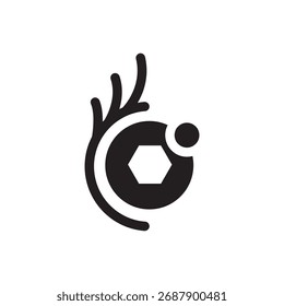 Creative lens logo. Abstract swirl camera icon, digital, focus, motion theme.