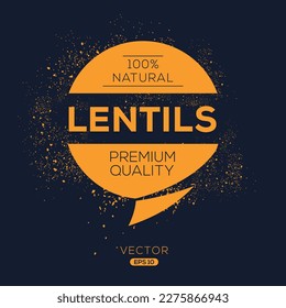 Creative (lentils), lentils label, vector illustration.