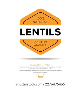 Creative (lentils), lentils label, vector illustration.