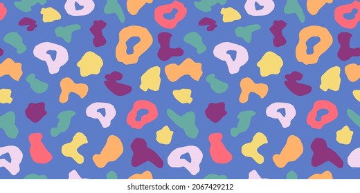 Creative leopard seamless pattern. Abstract cheetah fur wallpaper. Funny shapes backdrop. Rainbow animal skin background. Design for kids fabric , textile print, surface, wrapping paper, cover