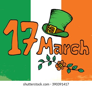 Creative Leprechaun Hat on Irish Flag. St. Patrick's Day celebration banner