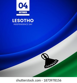Creative Lesotho flag on fabric texture. Vintage style independence day background