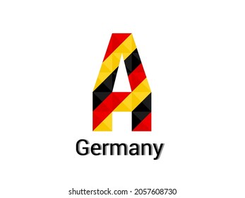 Creative Letter A with 3d germany colors concept. Good for print, t-shirt design, logo, etc. Vector illustration.