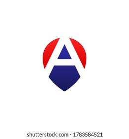 creative letter 'A' in a pin location icon