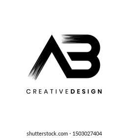 Creative letter AB logo design with brush stroke concept