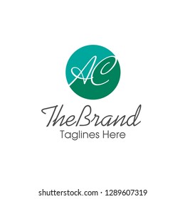 creative letter ac handwritten style logo with circle background vector 