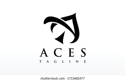 Creative Letter A Aces Logo Design Vector Icon Illustration.