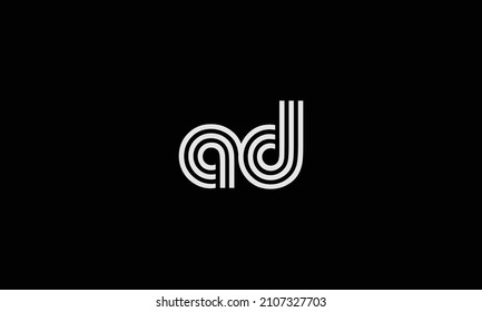 Letra creativa diseño del logotipo del icono de icono de las líneas gráficas AD