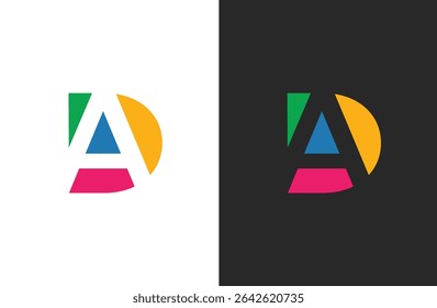 Creative letter AD logo design with negative space style, clean and clever design, vector illustration