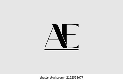 Creative Letter AE Luxus Icon Design mit einer Linie darunter.