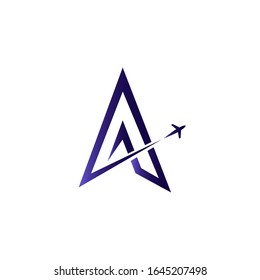 creative letter a for airplane logo design