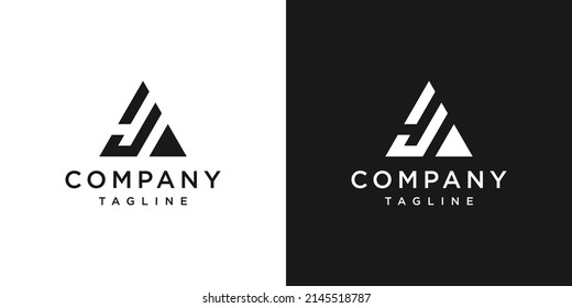 Letra creativa AJ Monograma Diseño Plantilla de icono Fondo blanco y negro
