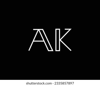 plantilla de vector de diseño de logotipo AK de letra creativa