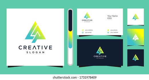 Plantilla de diseño de logotipo AP de carta creativa.