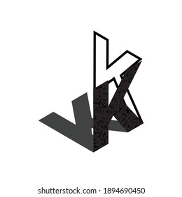 Concepto de arte de letras creativas. Letra inicial isométrica plana con sombra, textura y estilo de contorno. Excelente para el logotipo de negocios y marca.