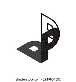 Creative letter art concept. Flat isometric initial letter with shadow, texture, and outline style. Great for business and branding logo.