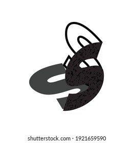 Concepto de arte de letras creativas. Letra inicial isométrica plana con sombra, textura y estilo de contorno. Excelente para el logotipo de negocios y marca.