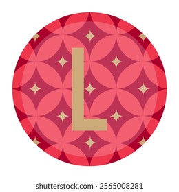 A creative letter “L” artwork with gradient red circular patterns, perfect for decorative and artistic purposes.