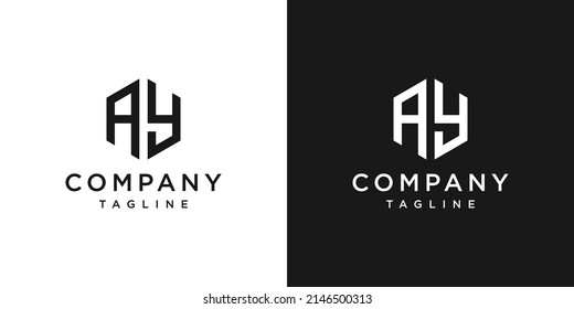 Creative Letter AY Monogram Logo Design Icon Template White and Black Background