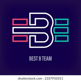 Creative letter B best team logo. Unique color transitions. Unique sport, education and academy logo template. vector