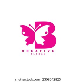 Creative letter B butterfly beauty logo design vector for your brand or business