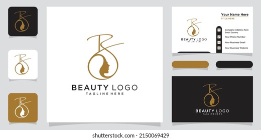 Logotipo de letra creativa B con estilo de logotipo Beauty y plantilla de diseño de tarjeta de visita