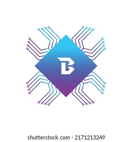 Creative Letter B logo design with point or dot symbol