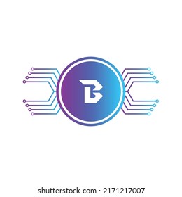 Diseño del logotipo de la letra creativa B con símbolo de punto o punto